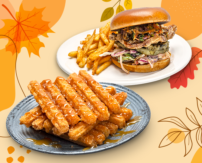 Churros and teriyaki pork chop sandwich