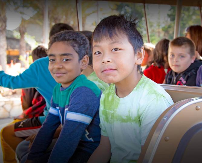 Children riding the Africa Tram at the Safari Park